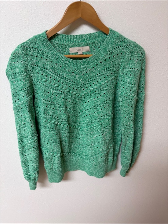 LOFT Sweaters - LOFT Seafoam Open-Knit Crewneck Sweater women’s size S